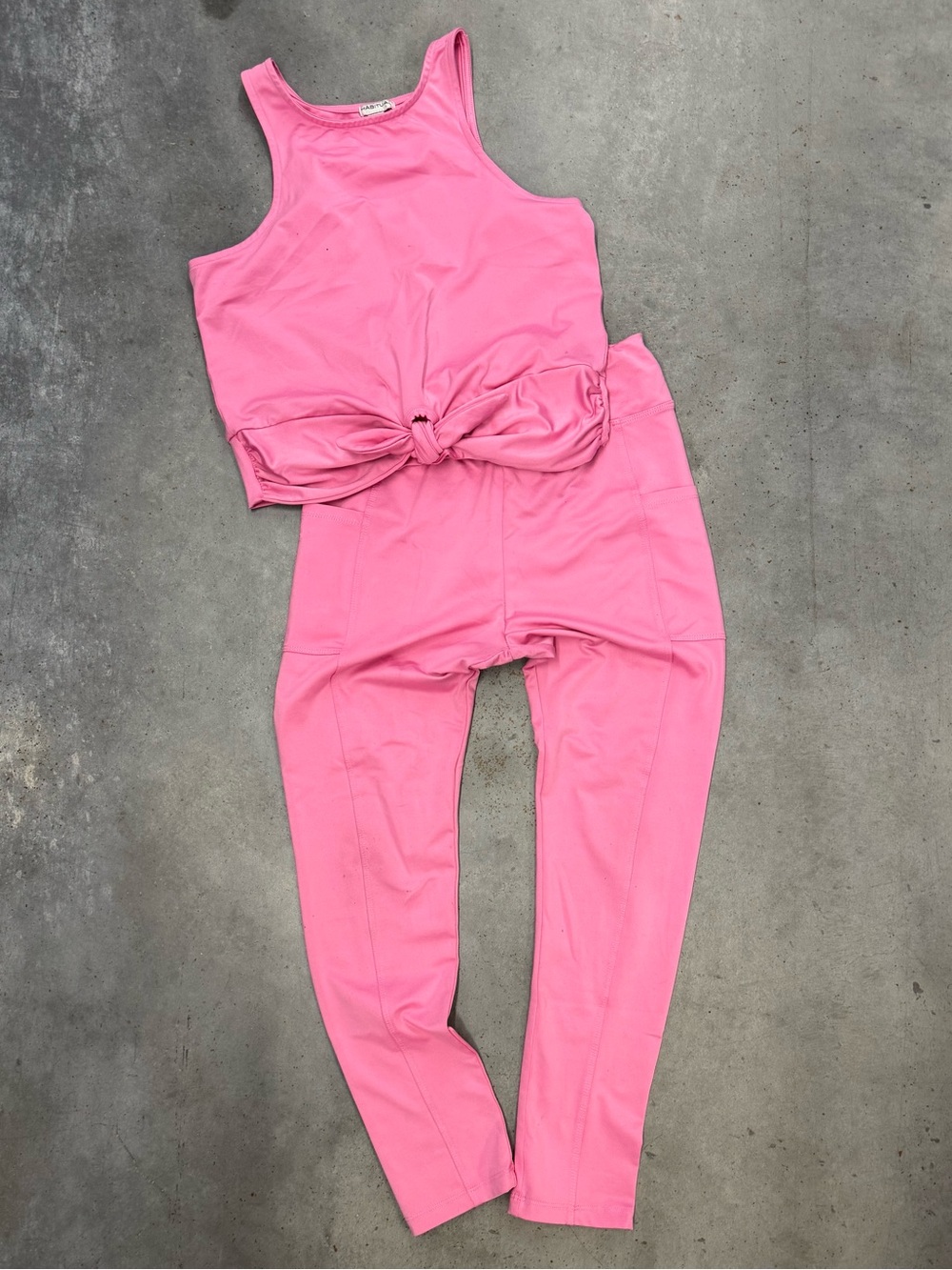 Habitual Girls Size 16 Pink Activewear 2 Piece Tank Leggings Matching Set